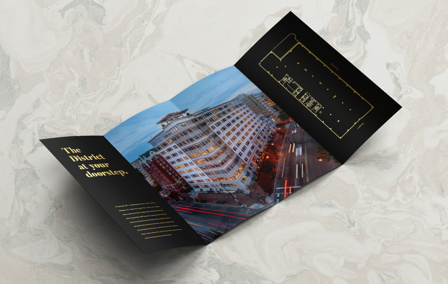 777 Sixth high-impact brochure: fully opened