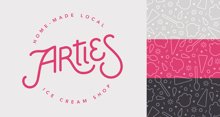 Arties Ice Cream logo and pattern
