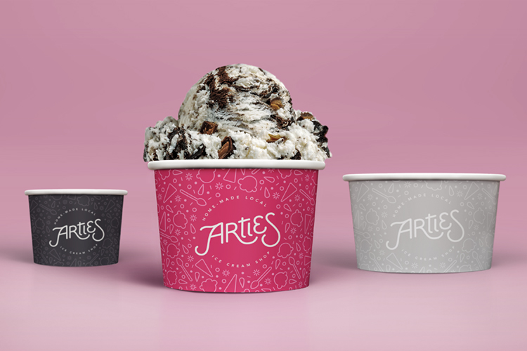 Arties Ice Cream cup packaging