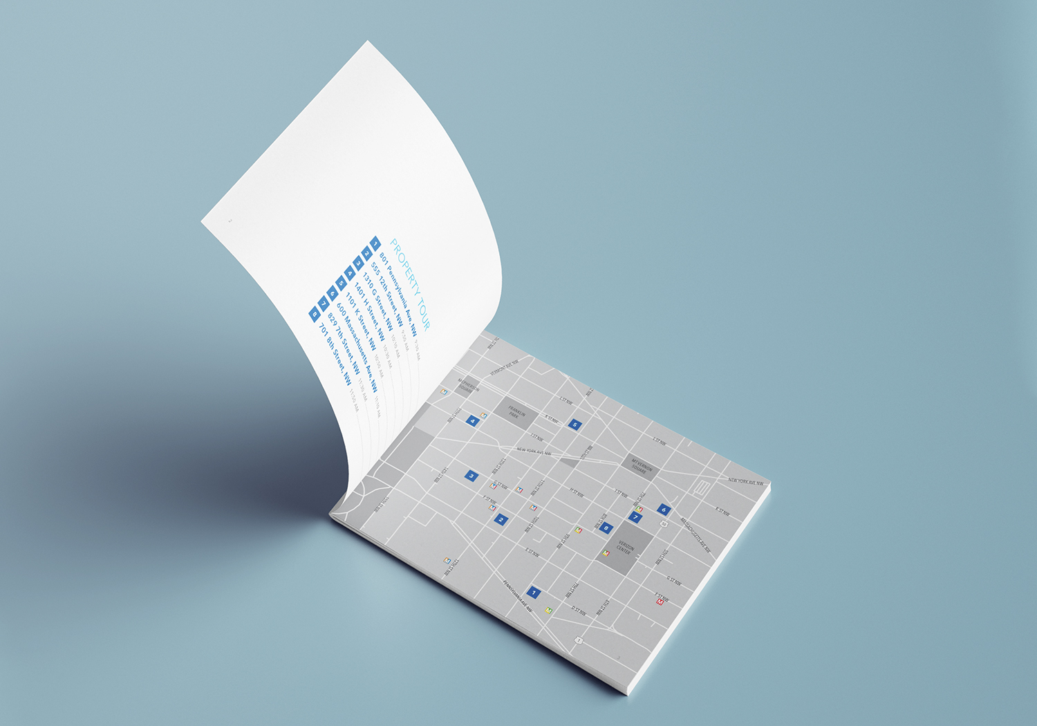 Property tour schedule (operating as a table of contents) and tour map